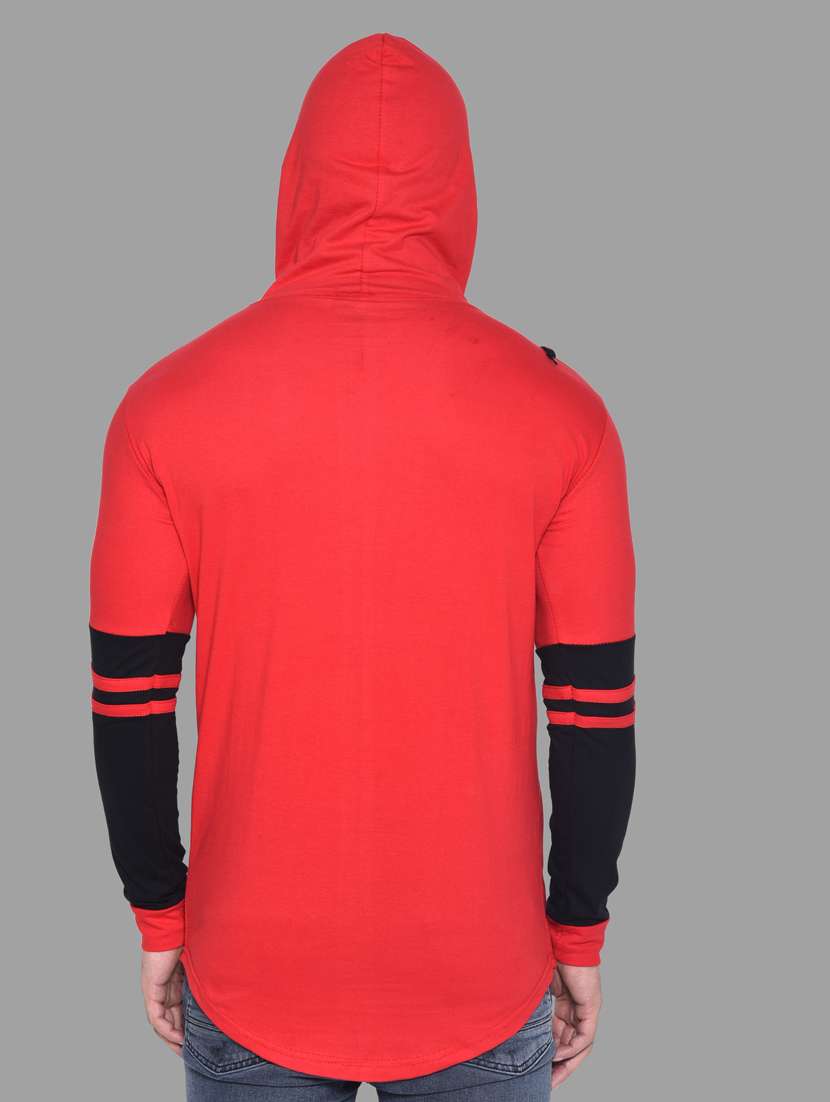 red cotton blend color block t-shirt - 20841455 - Standard Image - 2