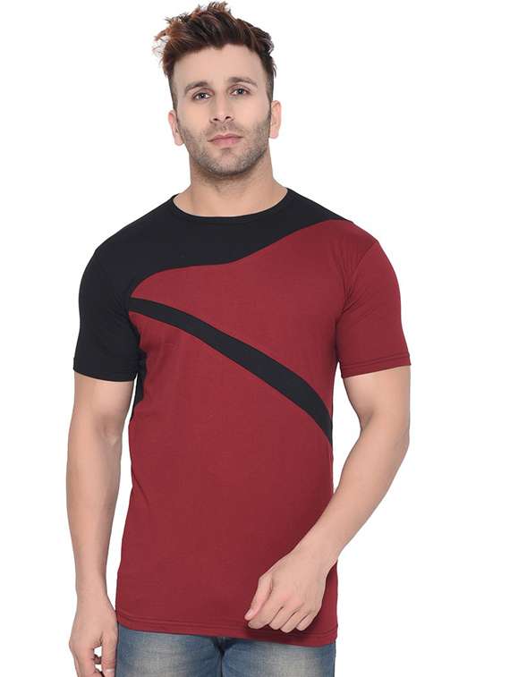 maroon cotton blend t-shirt