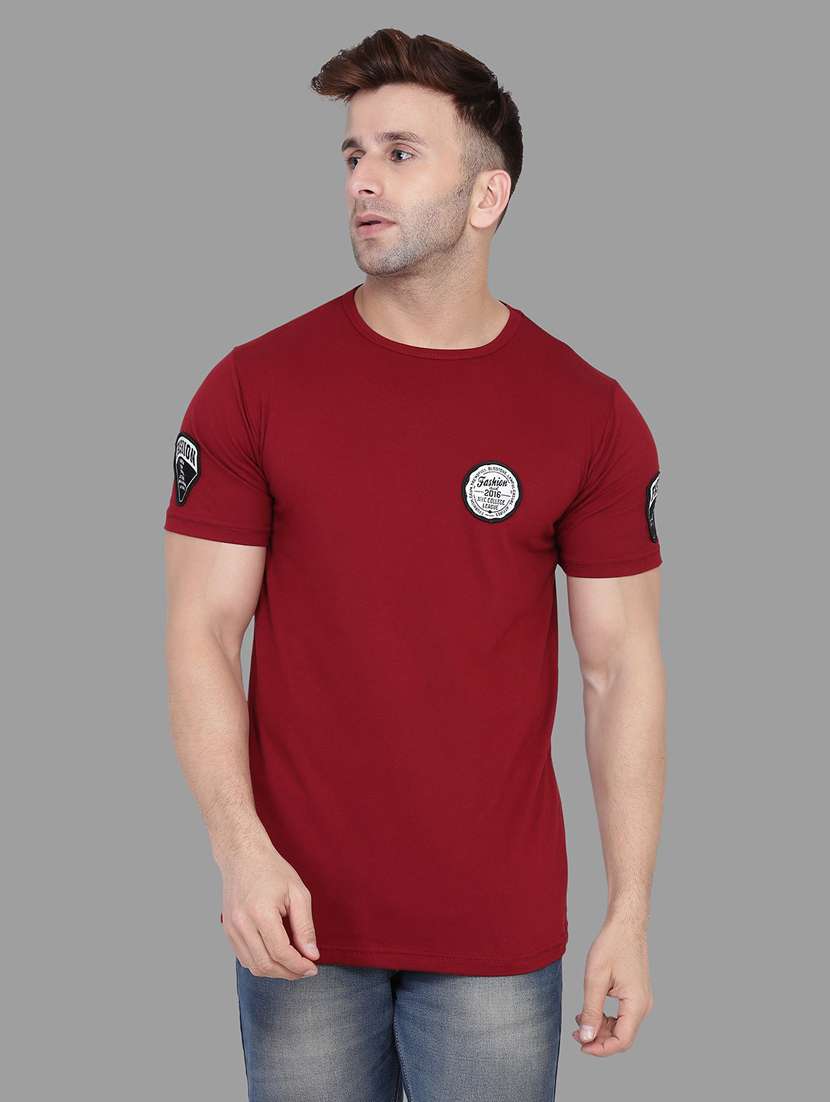 maroon cotton blend t-shirt
