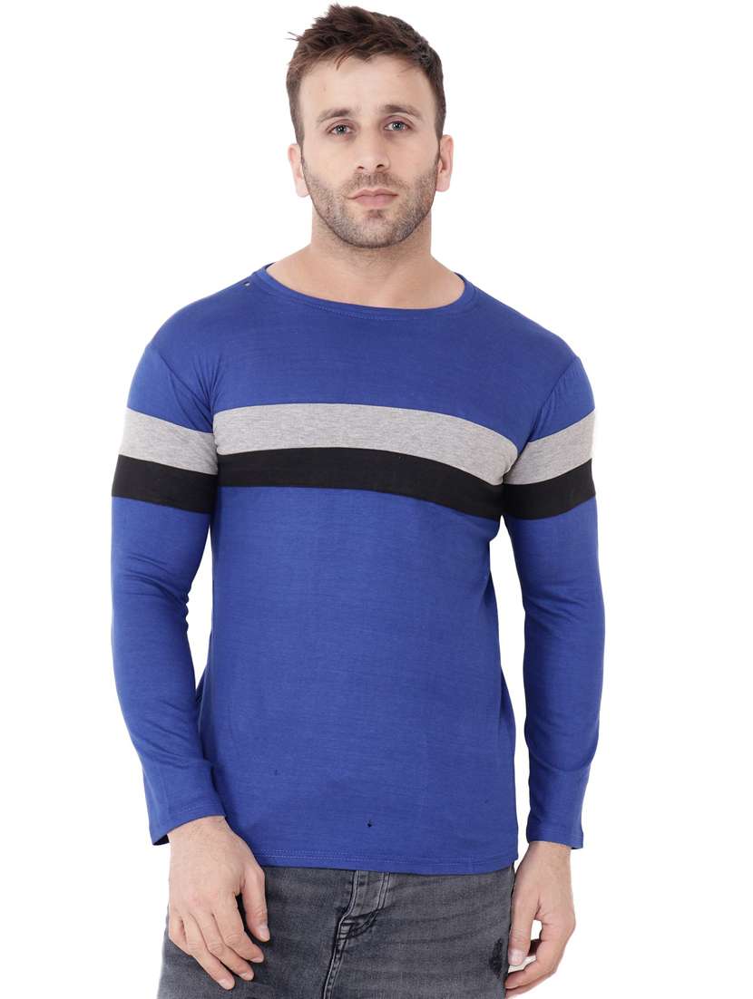 blue cotton blend t-shirt
