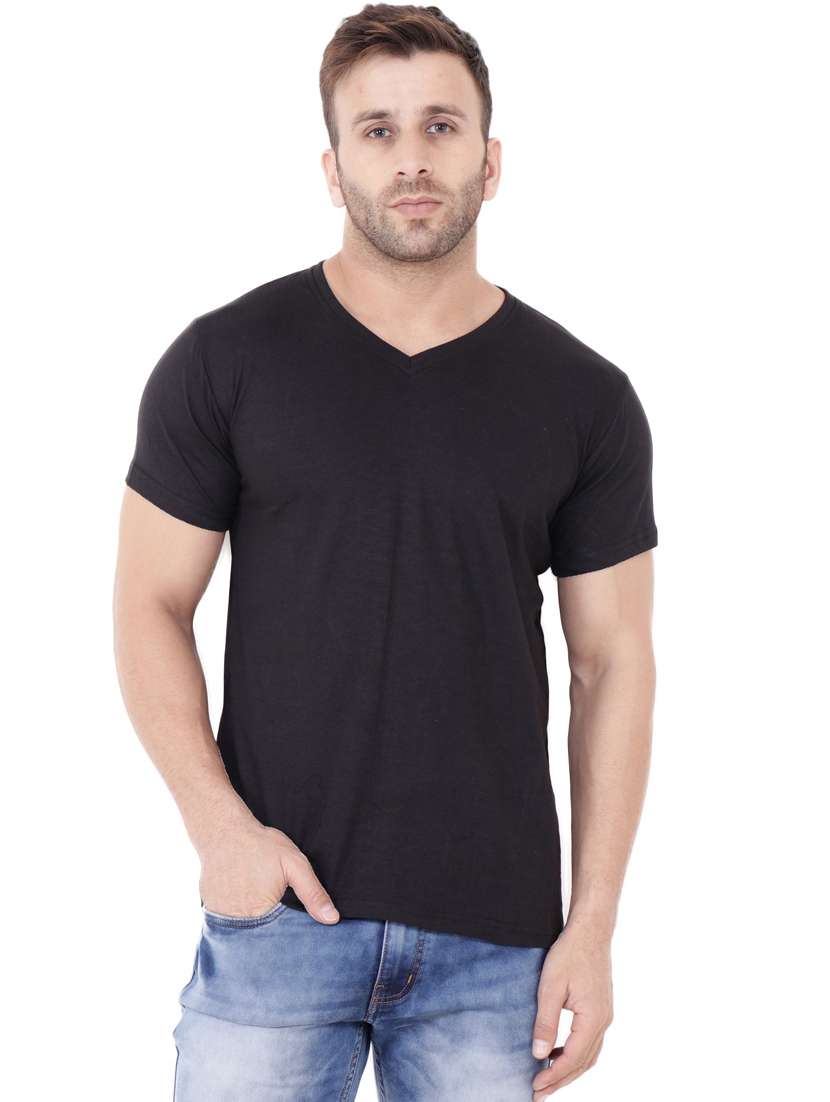 black cotton blend t-shirt