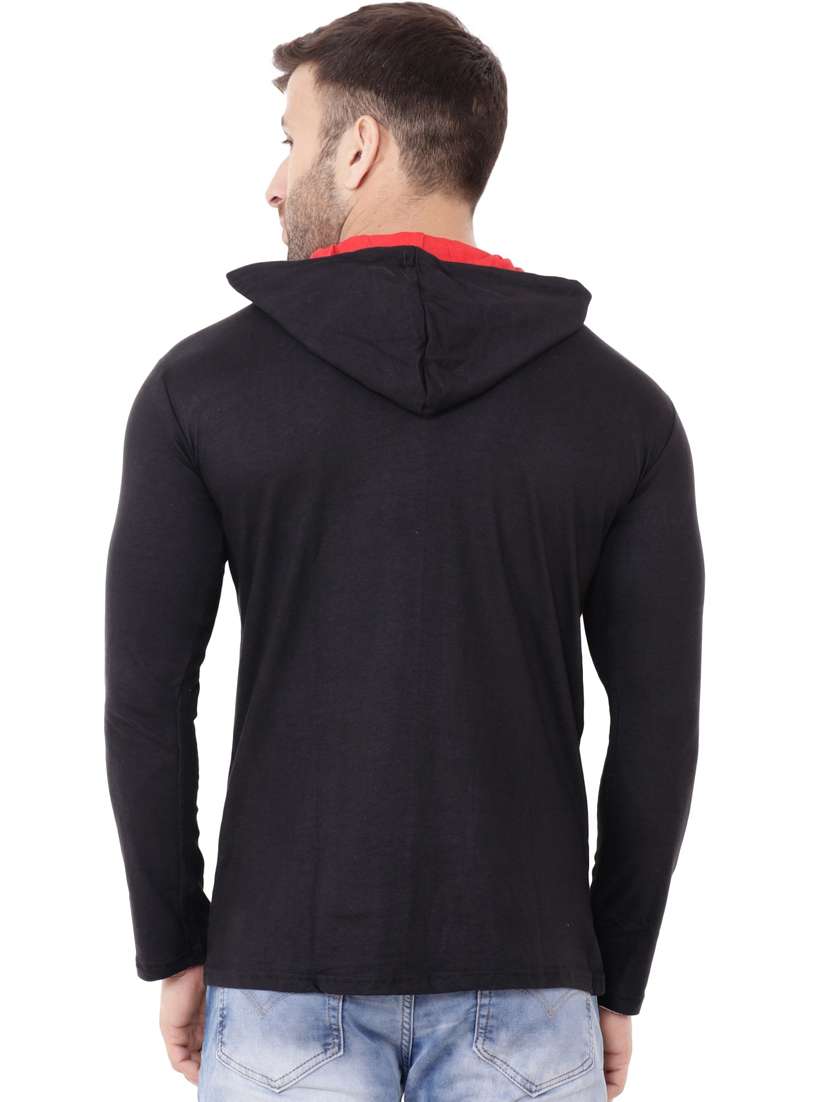 men solid long sleeve hooded t-shirt - 20841555 -  Standard Image - 2