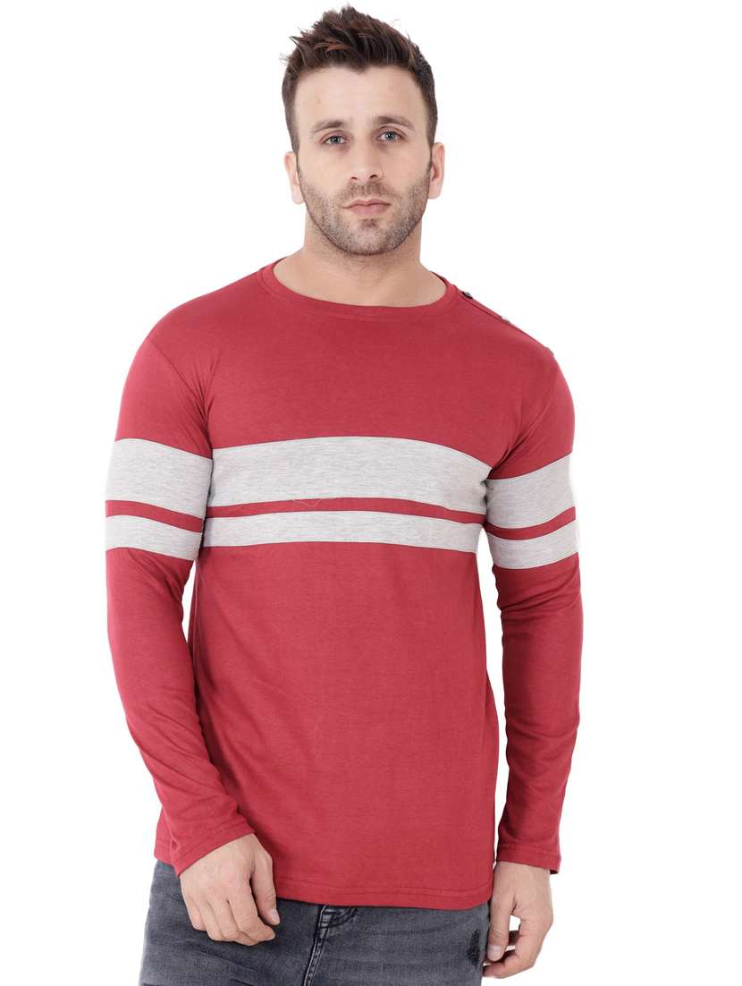 maroon cotton blend t-shirt