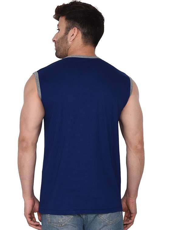 men solid henley neck sleeveless t-shirt - 20841563 -  Standard Image - 2