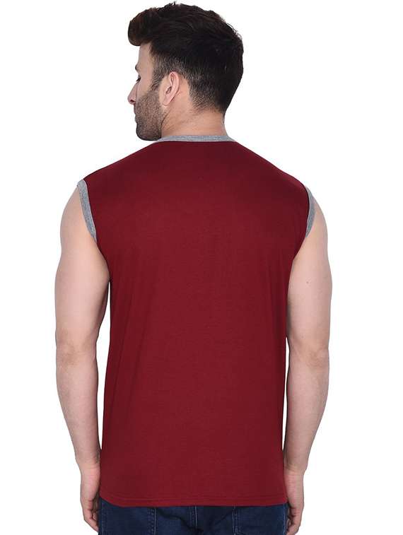 men solid henley neck sleeveless t-shirt - 20841567 -  Standard Image - 2