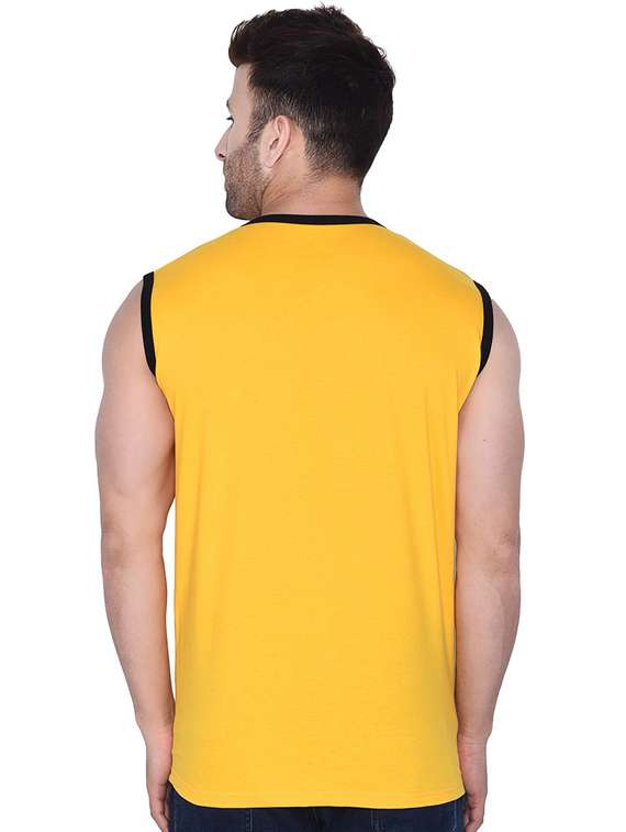 men solid henley neck sleeveless t-shirt - 20841574 -  Standard Image - 2