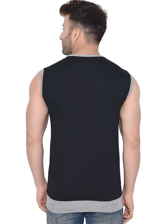 men solid round neck sleeveless t-shirt - 20841580 -  Standard Image - 2