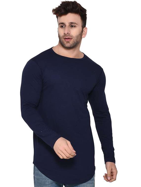 navy blue cotton blend t-shirt