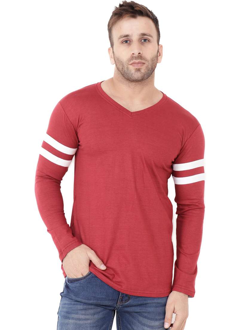 maroon cotton blend t-shirt