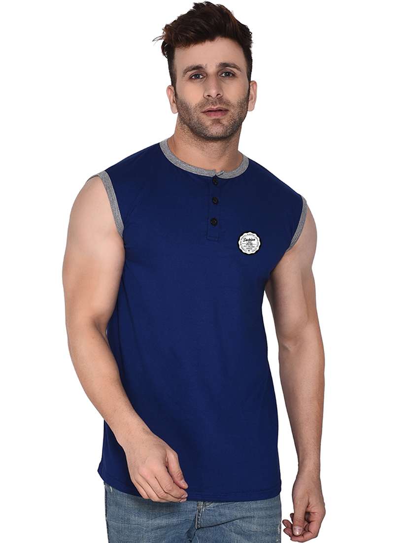 men solid sleeveless t-shirt