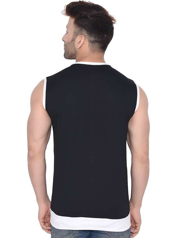 men logo print round neck sleeveless t-shirt - 20841716 -  Standard Image - 2