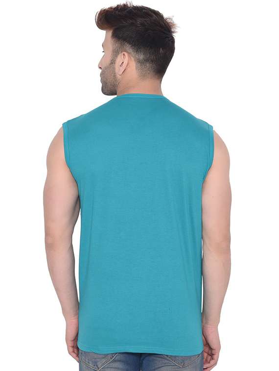 men logo print round neck sleeveless t-shirt - 20841719 -  Standard Image - 2