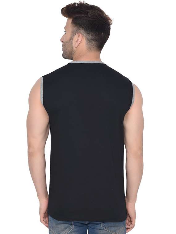 men logo print round neck sleeveless t-shirt - 20841724 -  Standard Image - 2