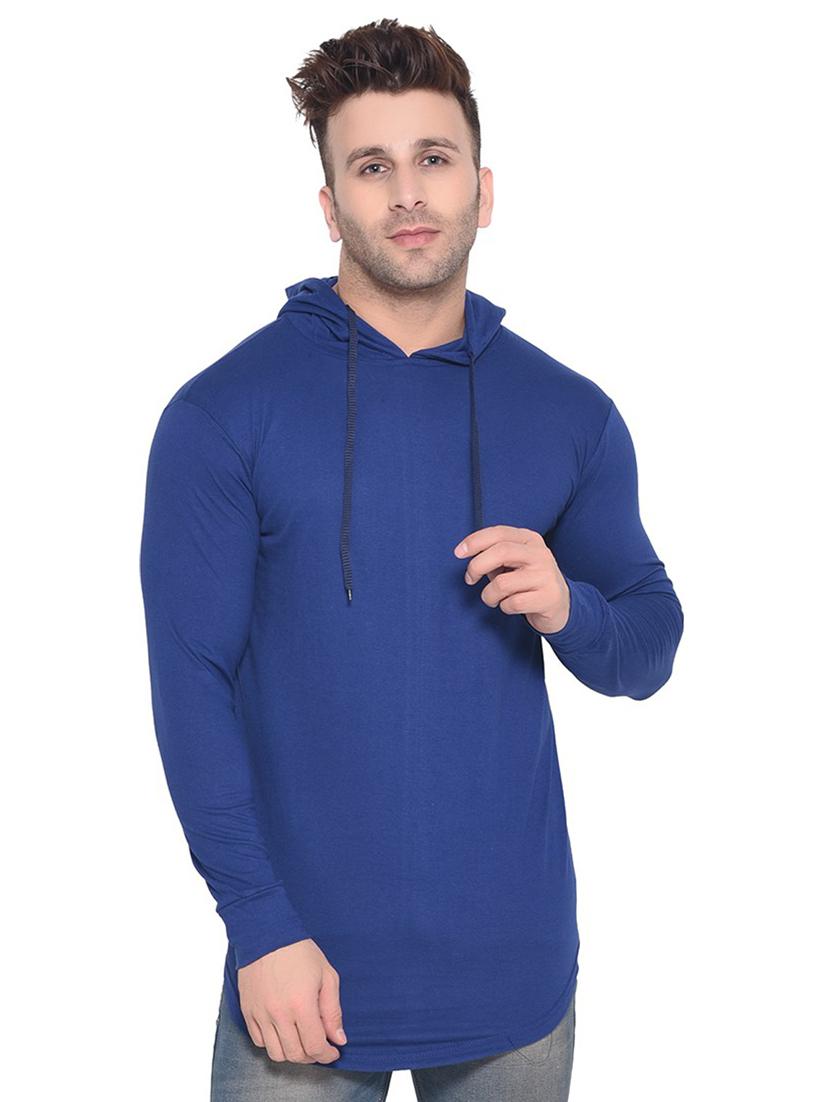men solid long sleeve hooded t-shirt - 20841823 - Zoom Image - 0
