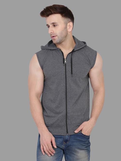 grey solid cotton blend t-shirt - 20841831 - Standard Image - 0