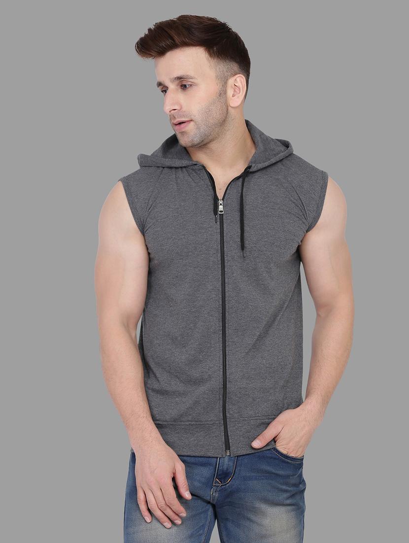 grey solid cotton blend t-shirt - 20841831 - Zoom Image - 0
