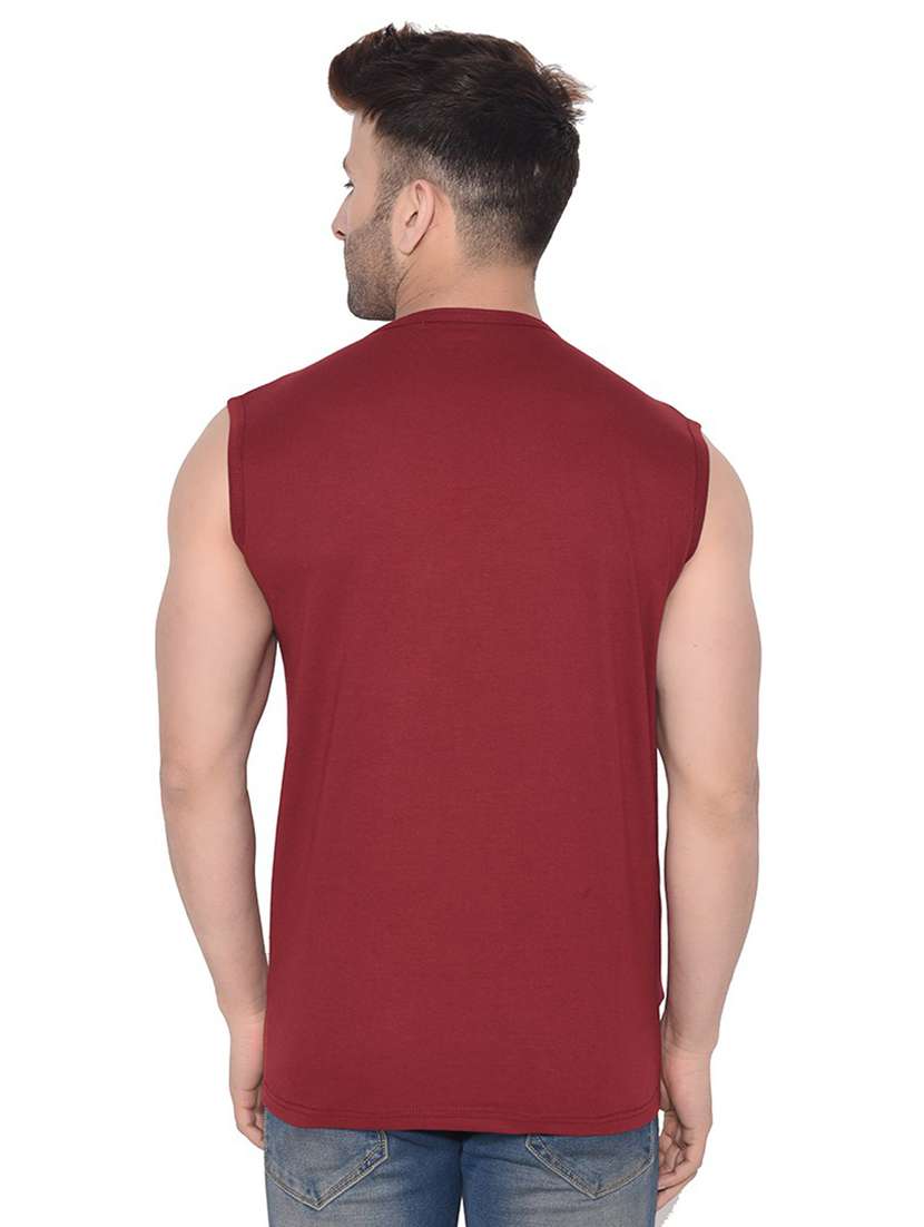 maroon solid cotton blend t-shirt - 20841872 -  Standard Image - 2