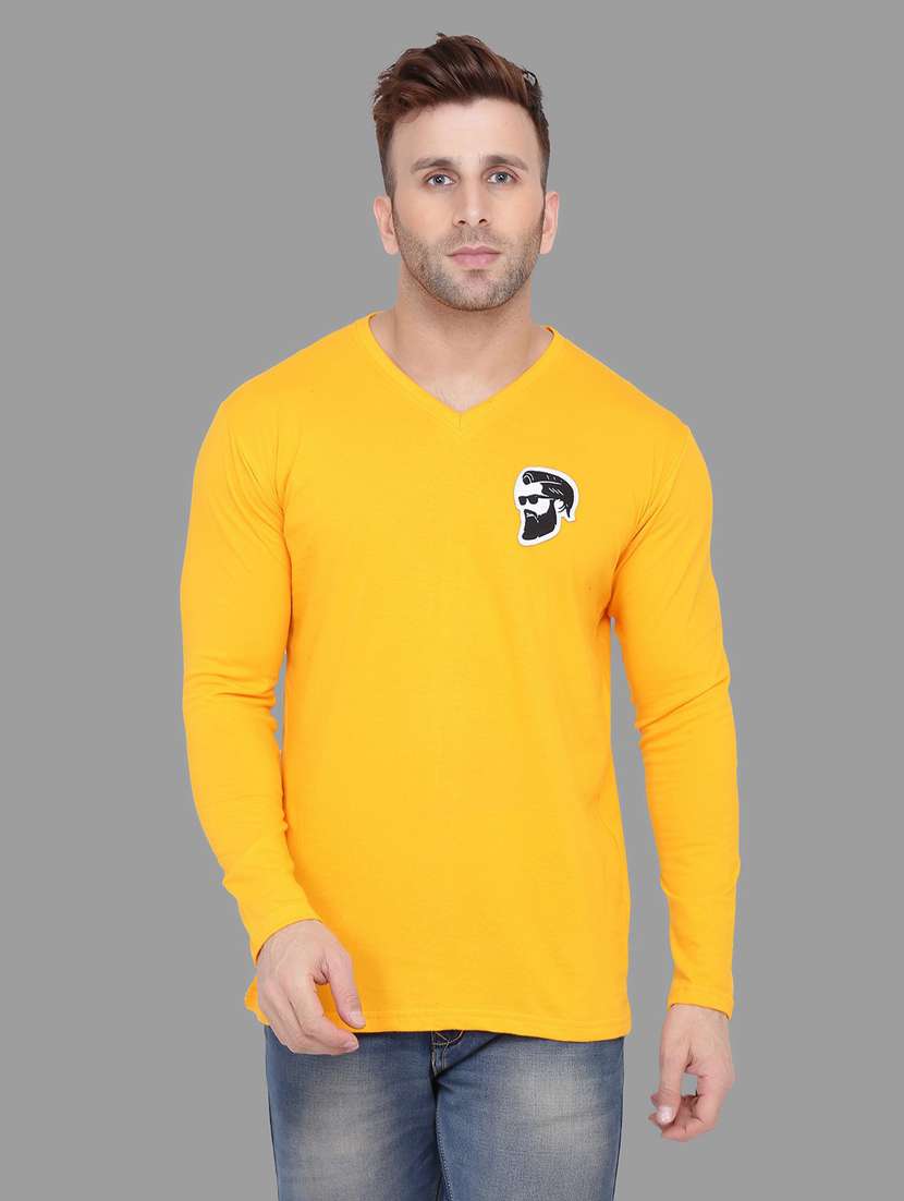 yellow cotton blend t-shirt