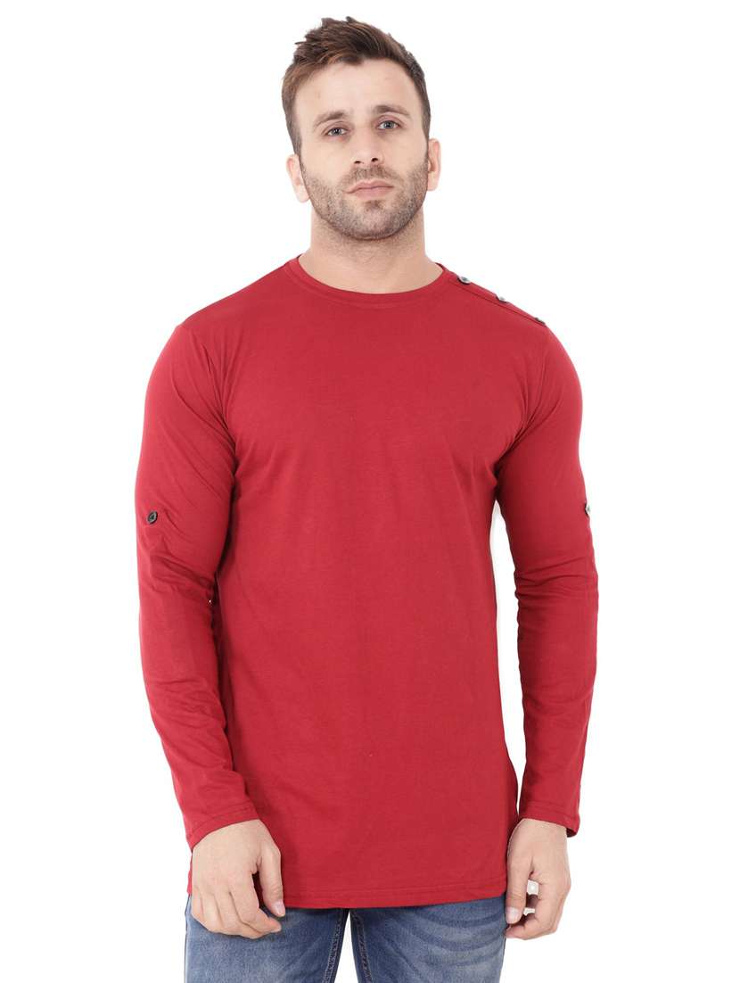 maroon cotton blend t-shirt