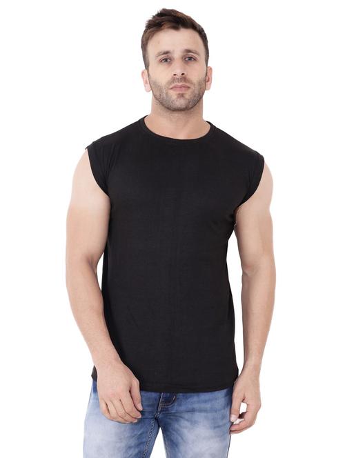 black  solid cotton blend t-shirt - 20841938 -  Standard Image - 0