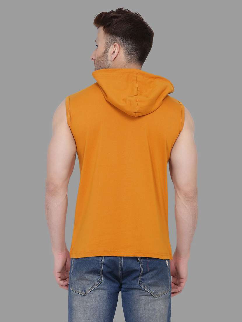 men solid hooded sleeveless t-shirt - 20841945 -  Standard Image - 2