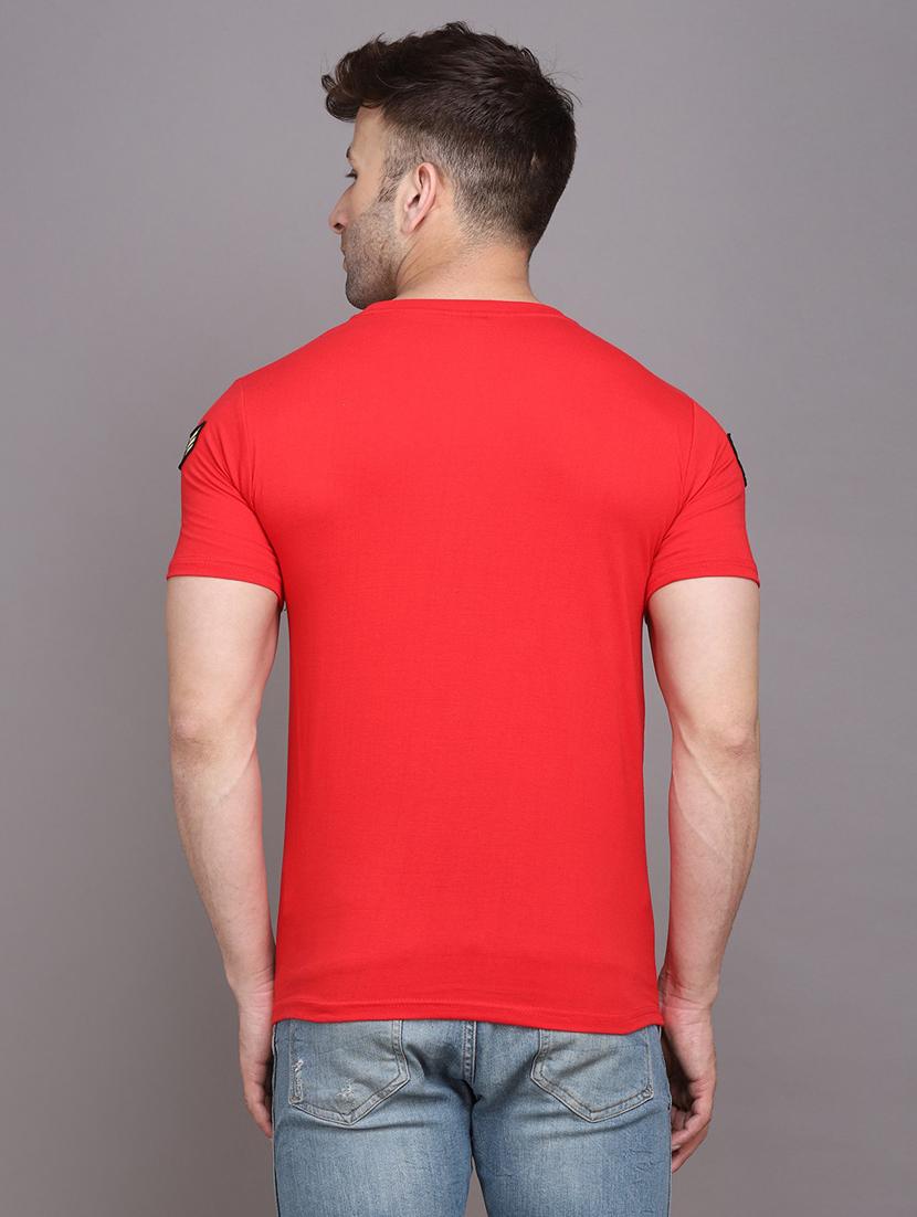 red solid cotton blend t-shirt - 20841992 - Standard Image - 2