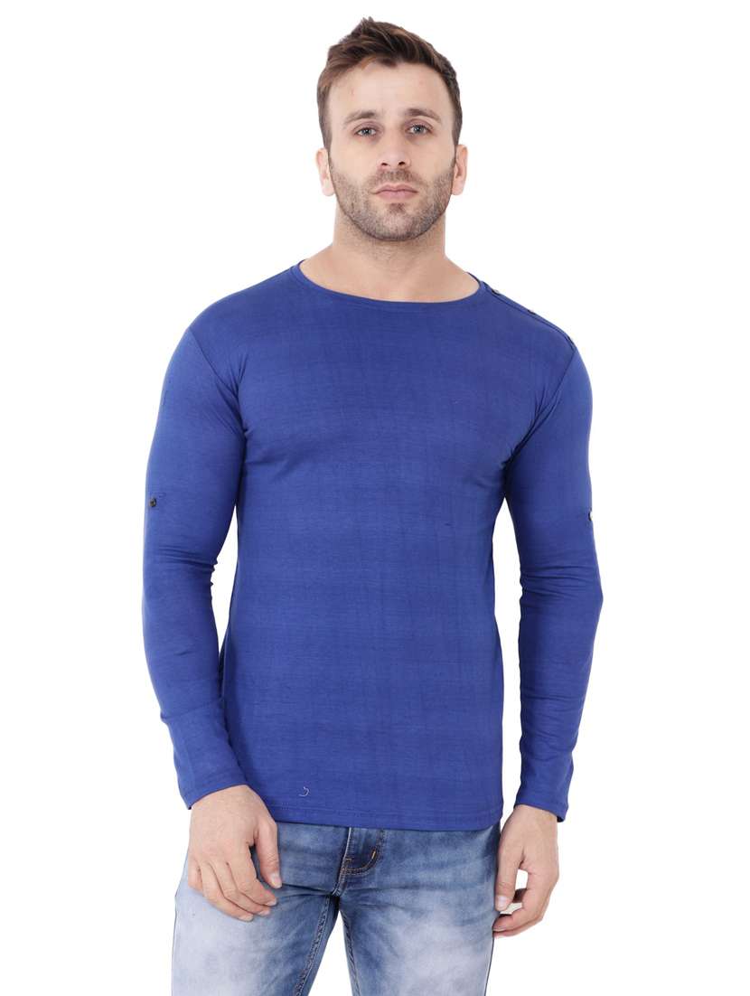 blue cotton blend  t-shirt