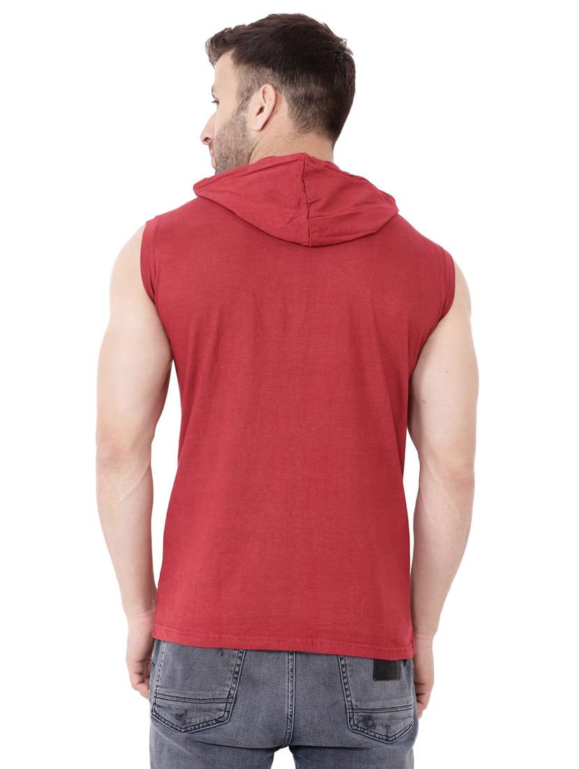 maroon solid cotton blend t-shirt - 20842008 -  Standard Image - 2