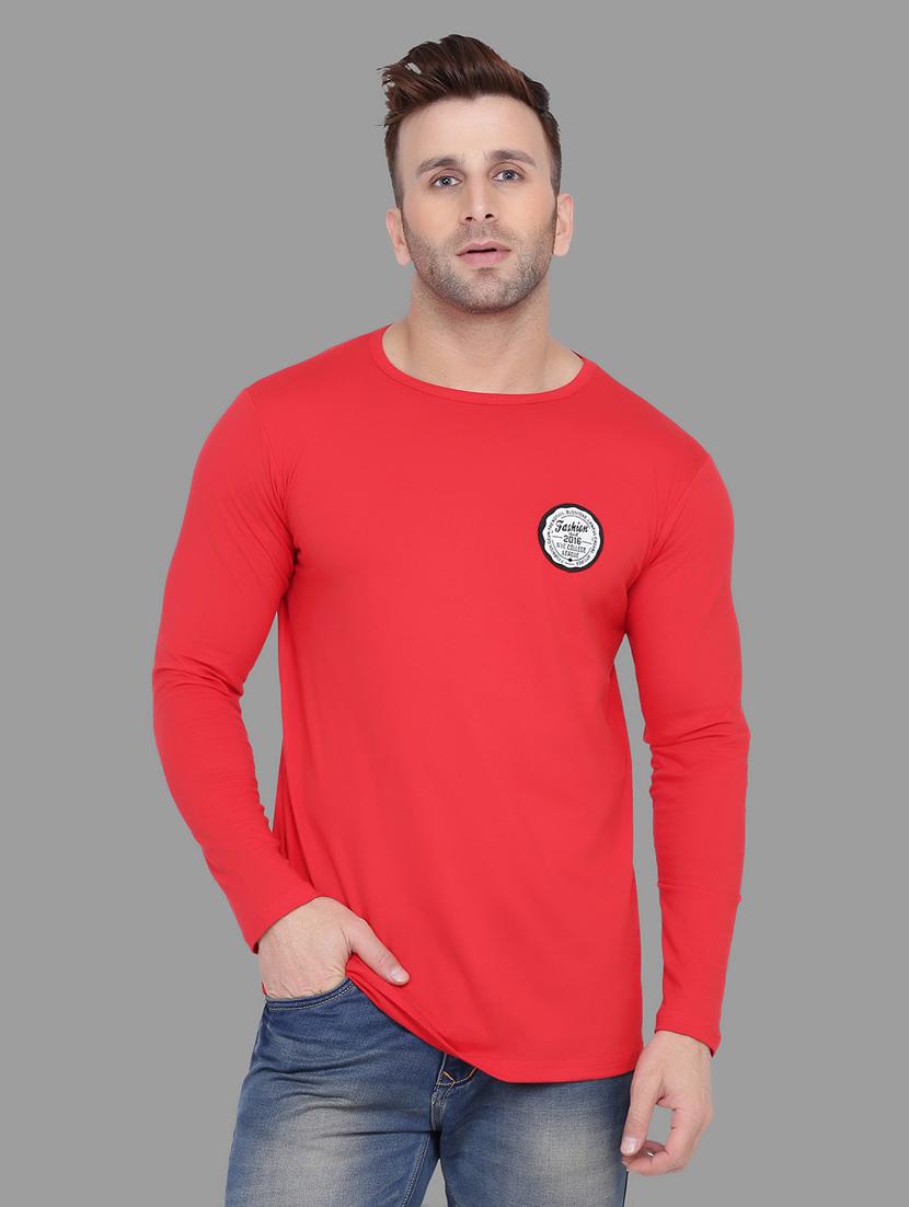 red solid cotton blend t-shirt - 20842065 -  Zoom Image - 0