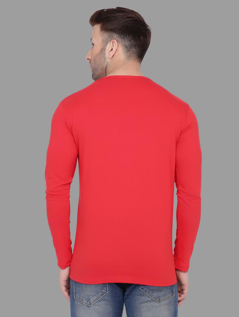 red solid cotton blend t-shirt - 20842065 - Standard Image - 2