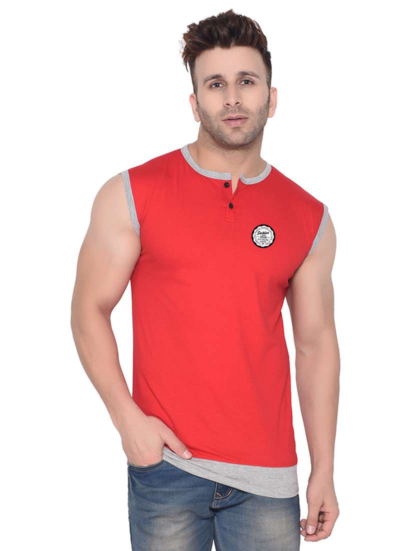 men solid sleeveless t-shirt