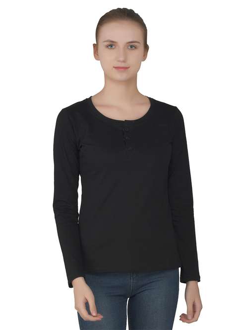 women solid round neck t-shirt - 20842133 - Standard Image - 0