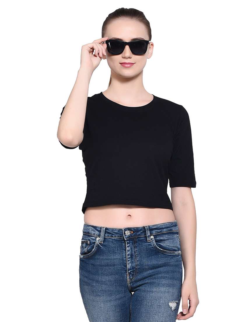 women solid round neck t-shirt