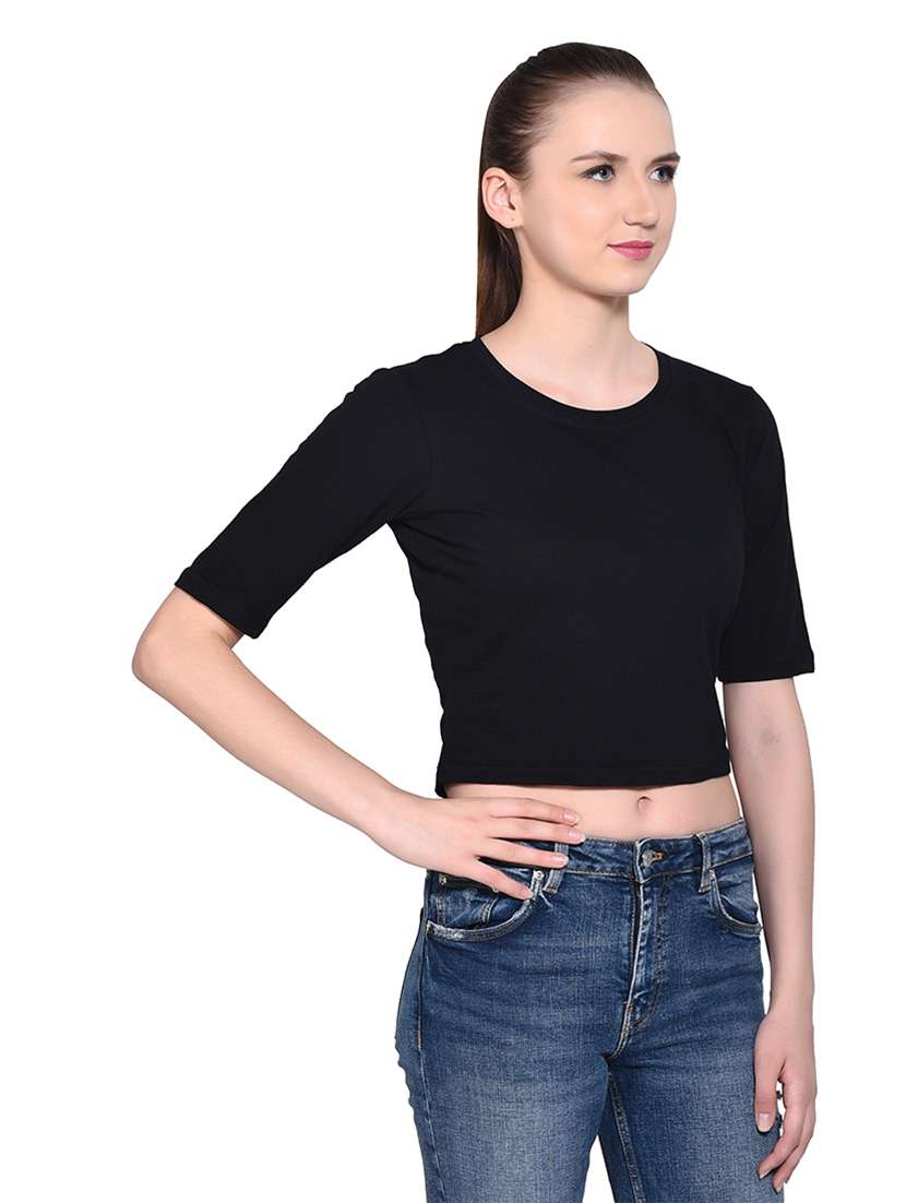 women solid round neck t-shirt - 20842136 -  Standard Image - 2