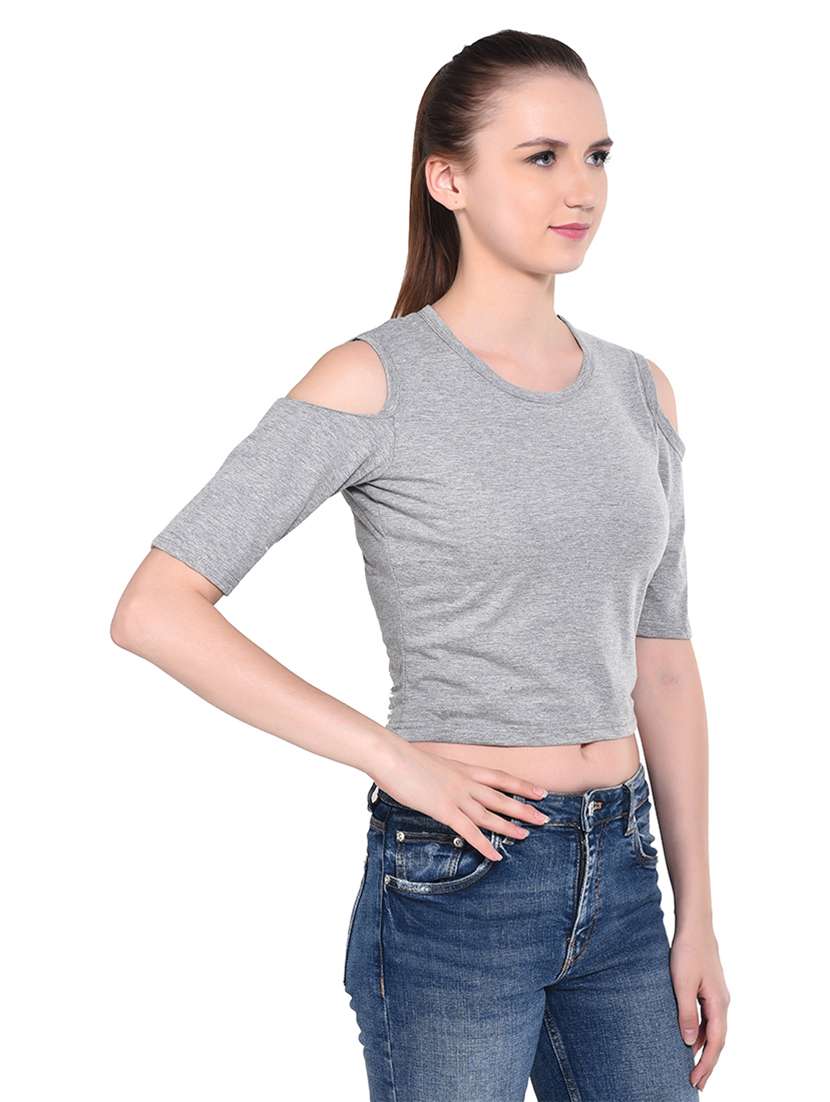 women solid round neck t-shirt - 20842144 -  Standard Image - 2