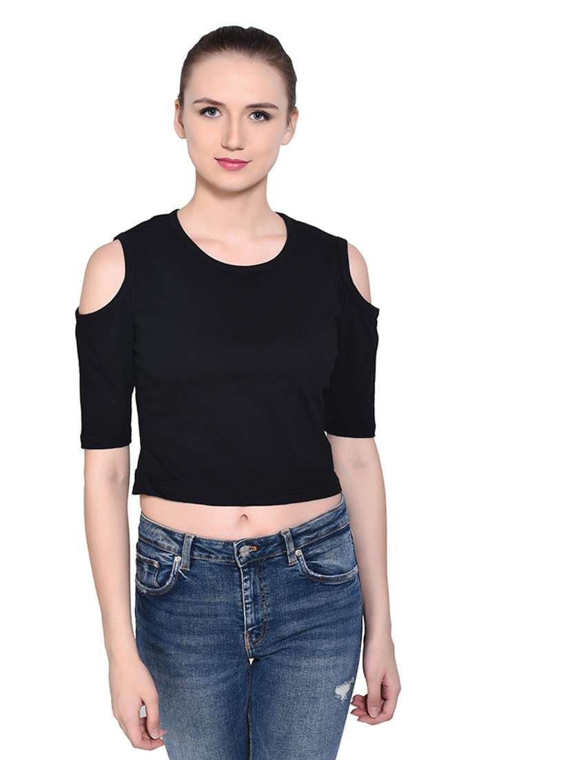 women solid round neck t-shirt - 20842146 -  Standard Image - 2
