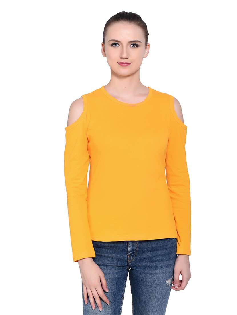 women solid round neck t-shirt
