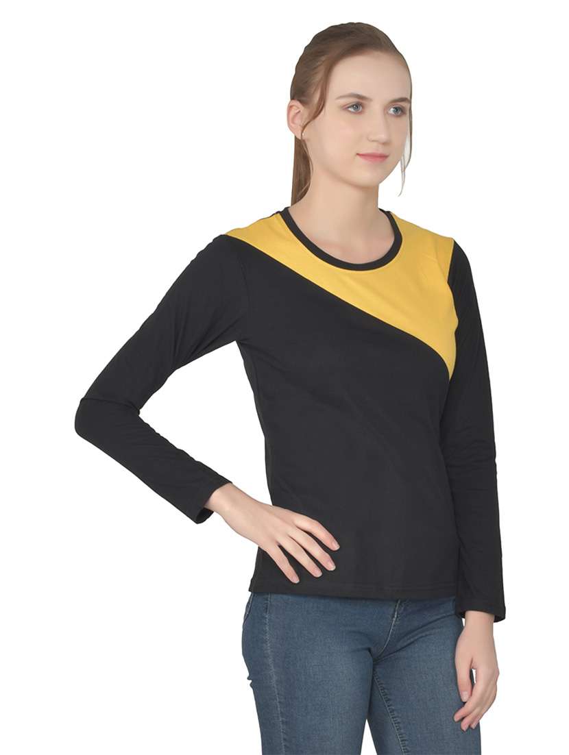 women color block round neck t-shirt - 20842157 -  Standard Image - 2