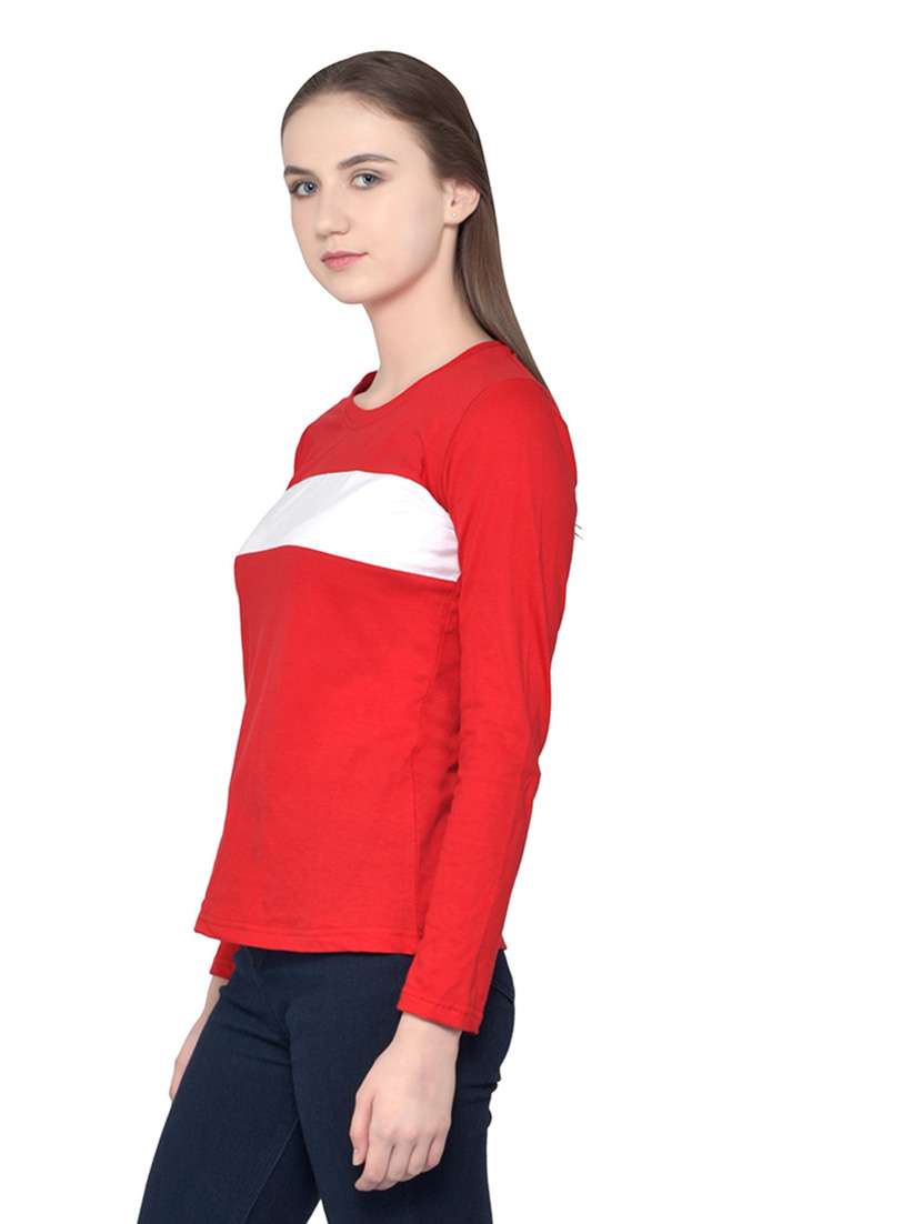 women color block round neck t-shirt - 20842167 -  Standard Image - 2