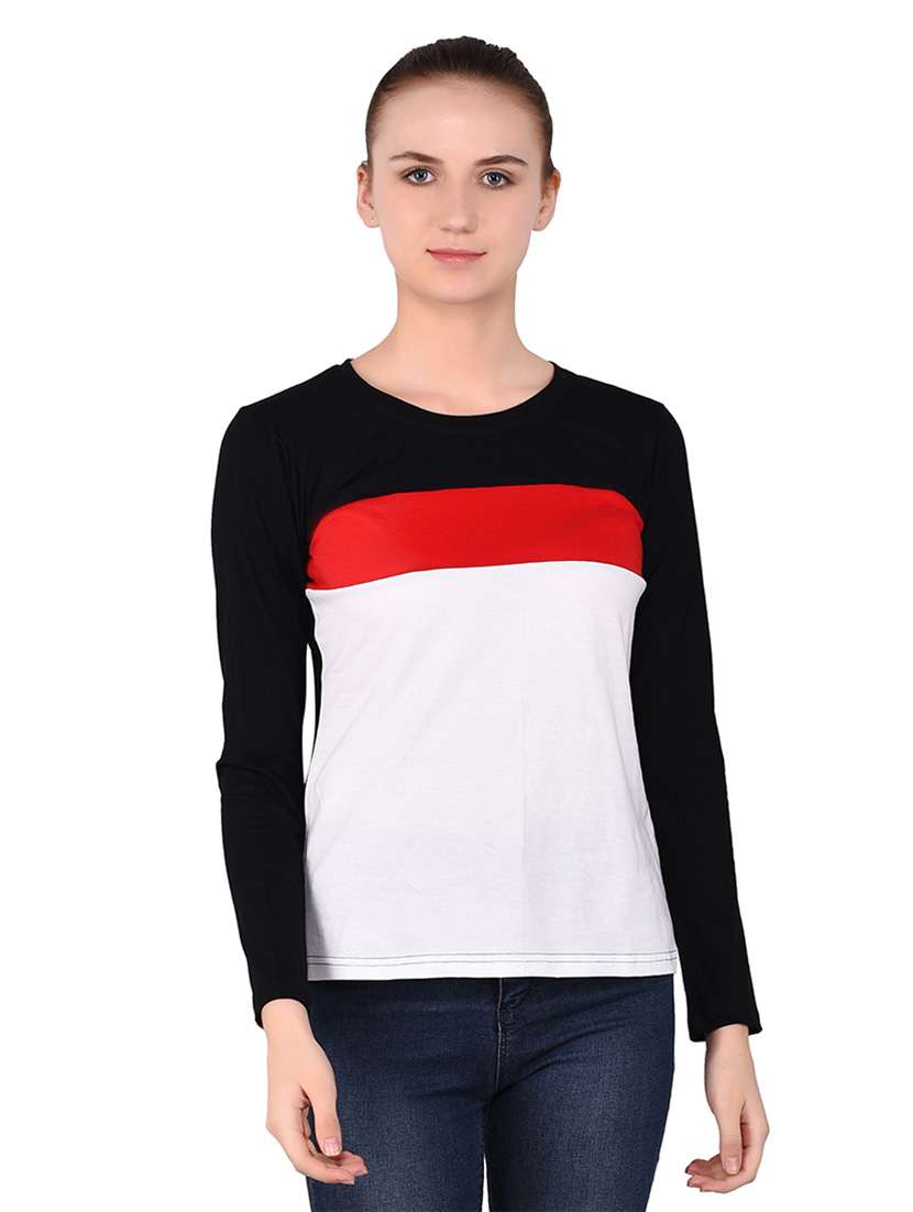 women color block round neck t-shirt