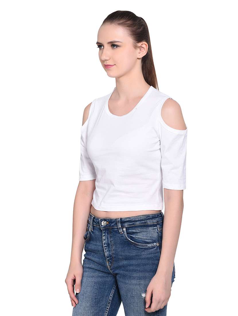 women solid round neck t-shirt - 20842184 -  Standard Image - 2