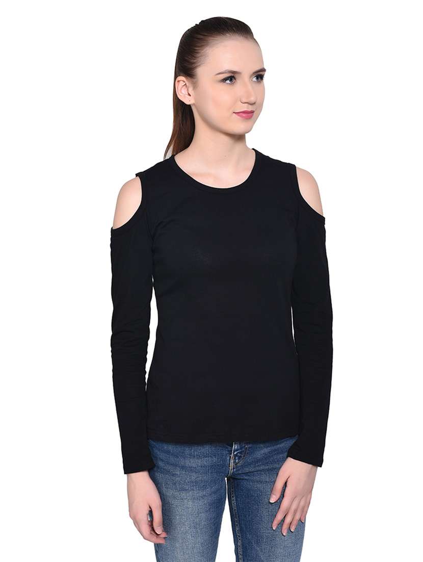 women solid round neck t-shirt - 20842185 -  Standard Image - 2
