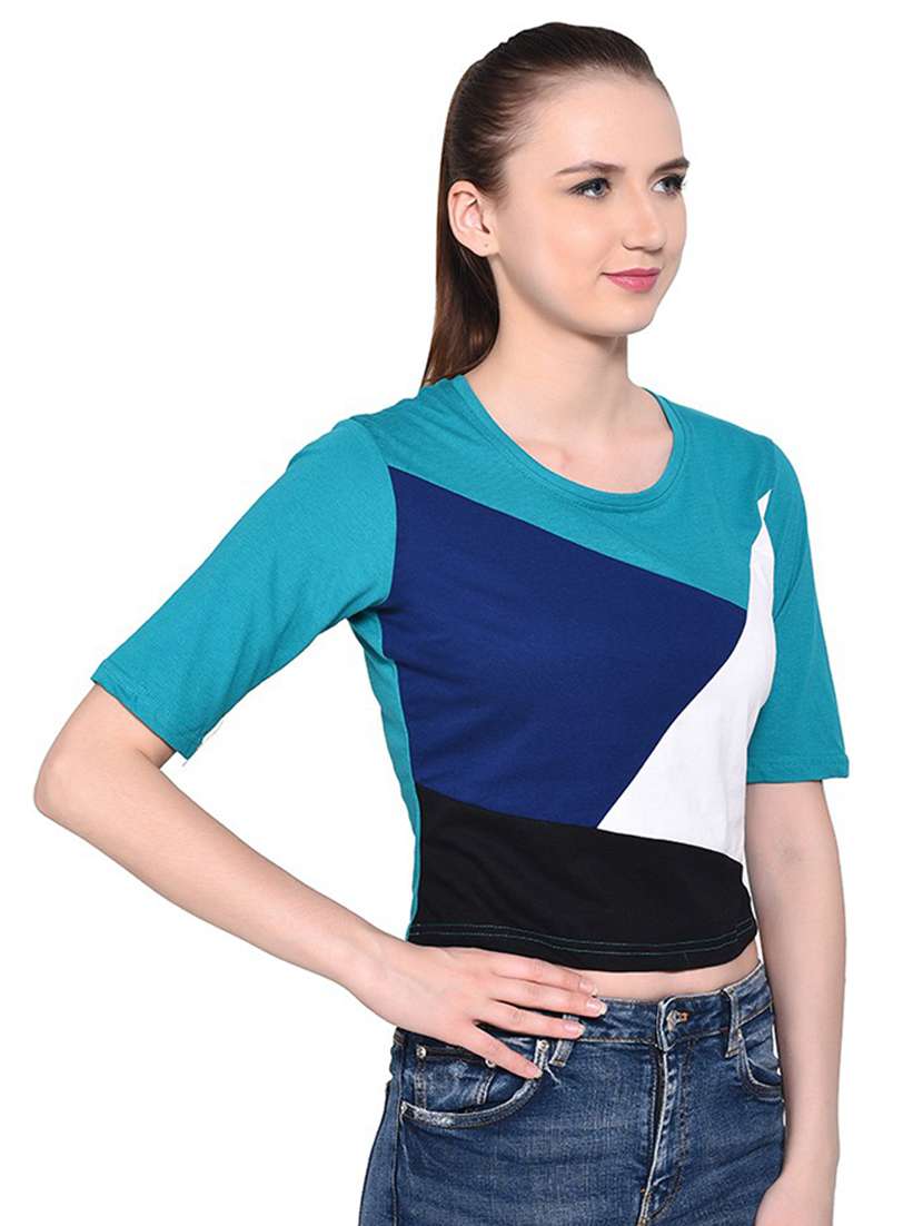 multi colored cotton blend crop tee - 20842189 -  Standard Image - 2