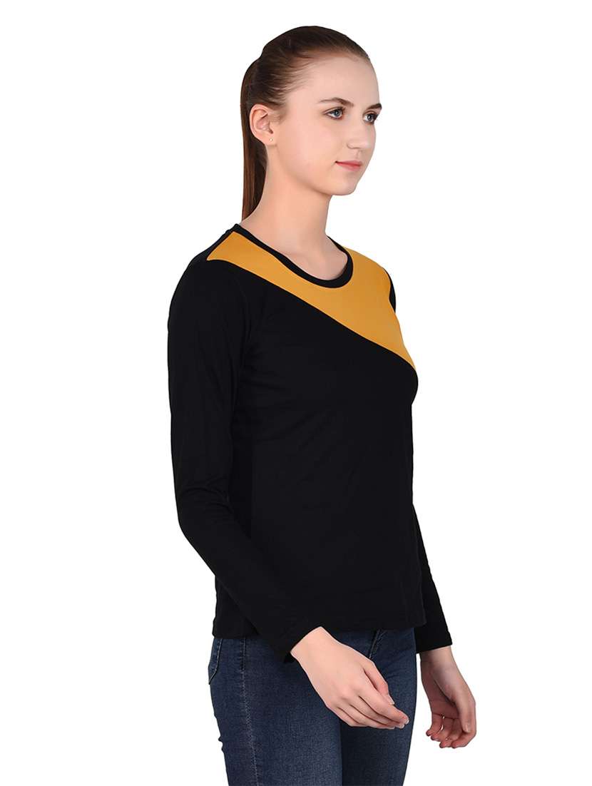 women color block round neck t-shirt - 20842191 -  Standard Image - 2