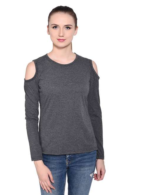 women solid round neck t-shirt - 20842199 -  Standard Image - 0