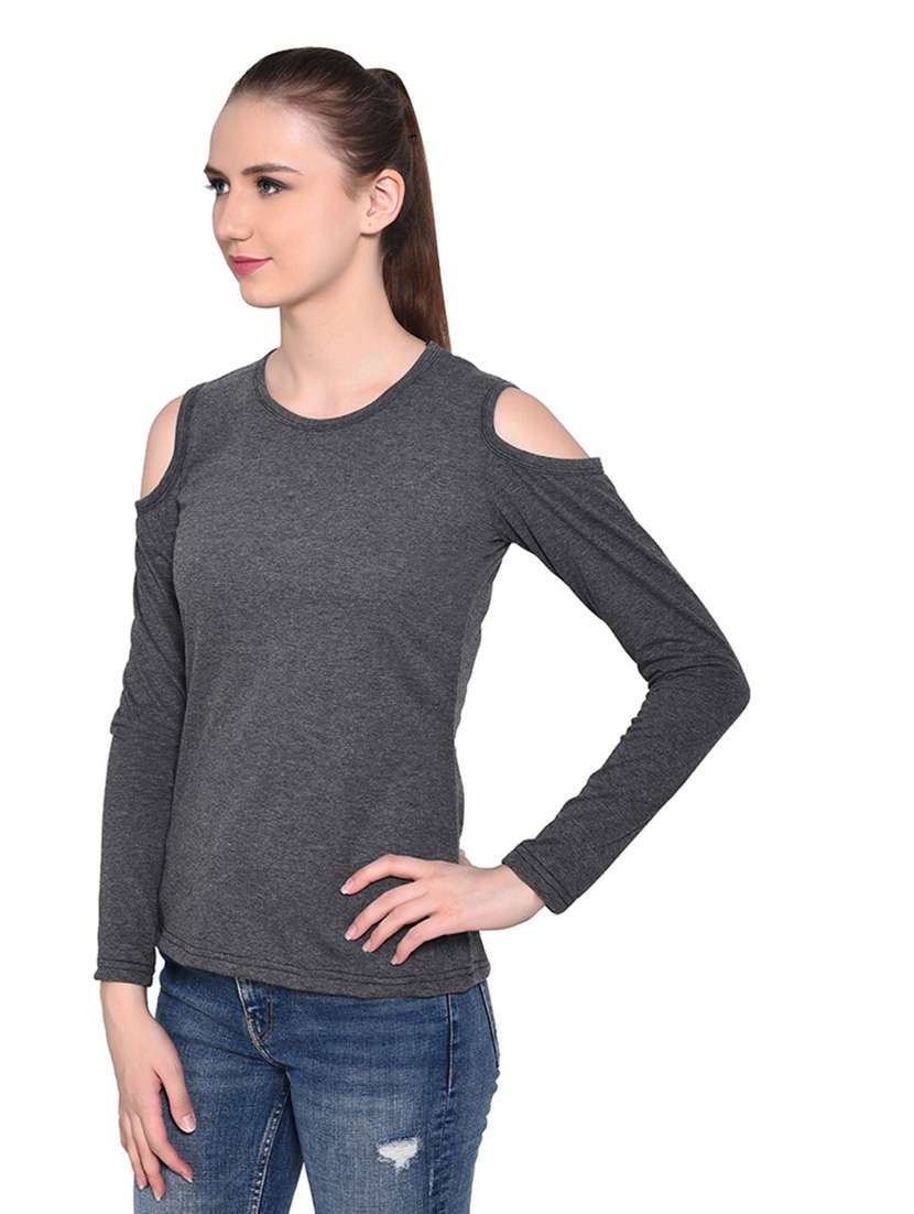 women solid round neck t-shirt - 20842199 - Standard Image - 2