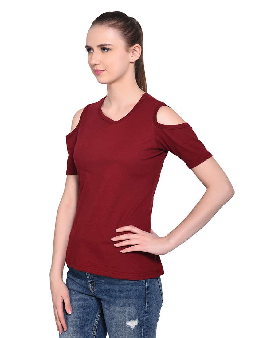 women solid round neck t-shirt - 20842201 -  Standard Image - 2