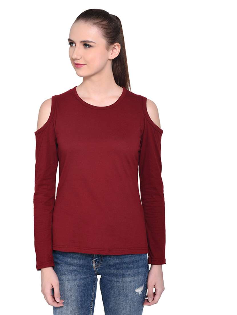 women solid round neck t-shirt - 20842206 -  Standard Image - 2
