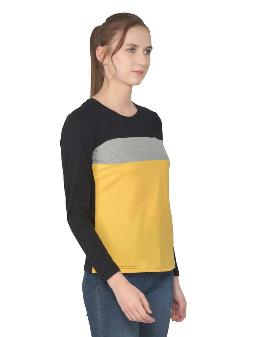 women color block round neck t-shirt - 20842213 -  Standard Image - 2