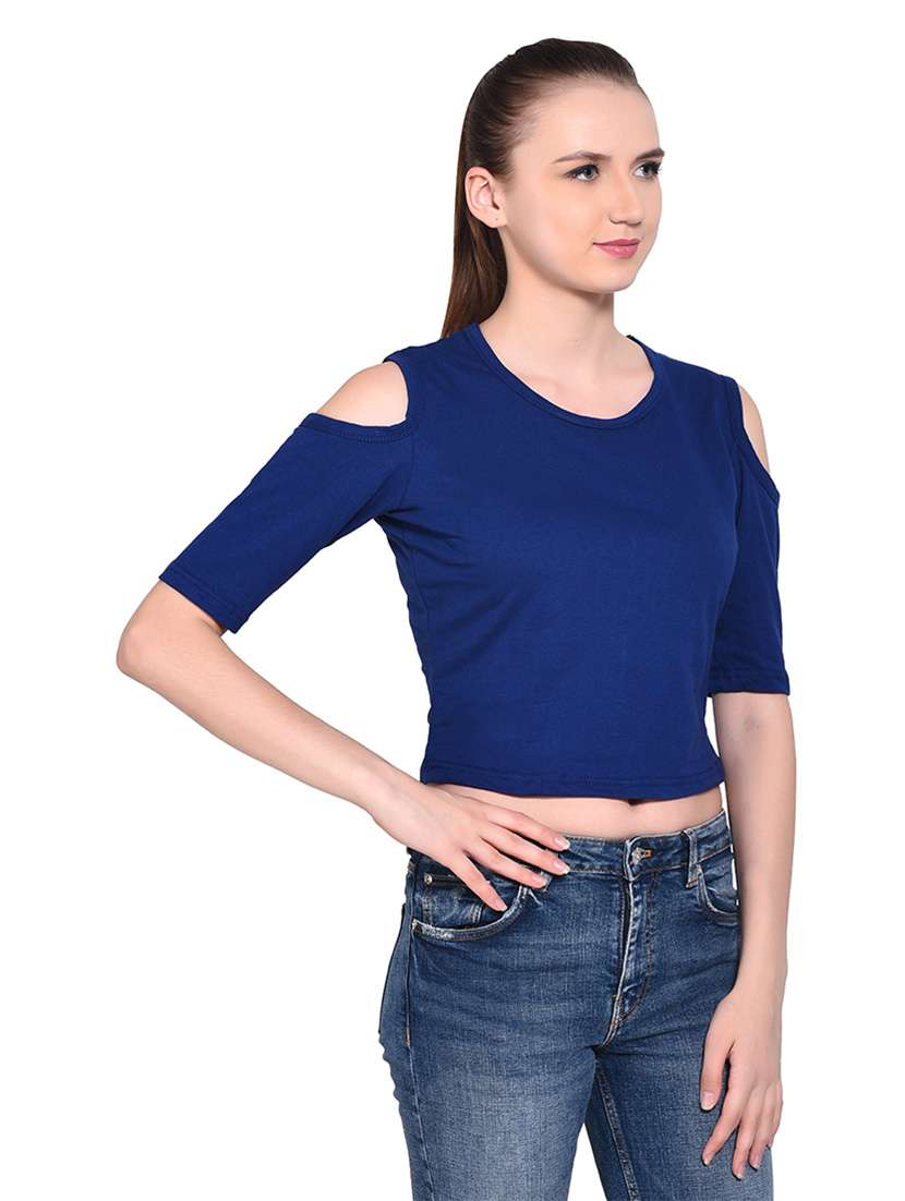 women solid round neck t-shirt - 20842228 -  Standard Image - 2